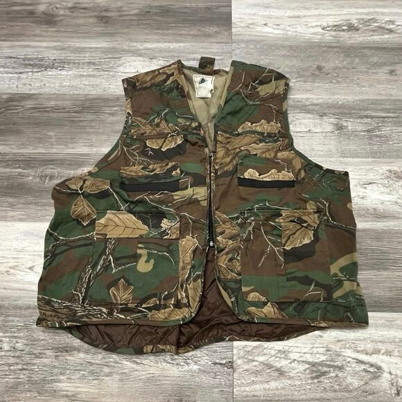 Vintage Northwest Territory Vest Hunting Camo Men's 2XL Cargo 90s Green Brown - Picture 1 of 7